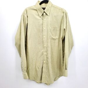 Brooks Brothers non iron supima cotton tan plaid button down shirt men's size M